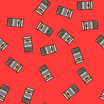 Personalized medication bottle with barcode vector seamless pattern 库存插图