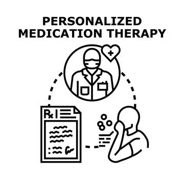 Personalized medication therapy concept with doctor prescribing treatment Stock Illustration