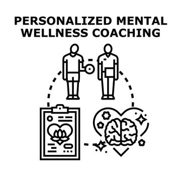 Personalized mental wellness coaching program concept 库存插图