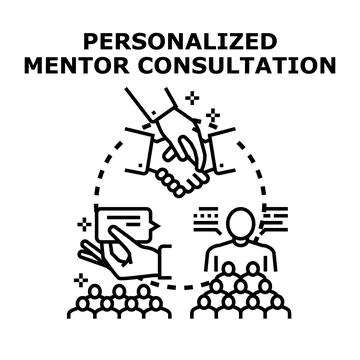 Personalized mentor consultation delivering expert guidance and support Stock Illustration