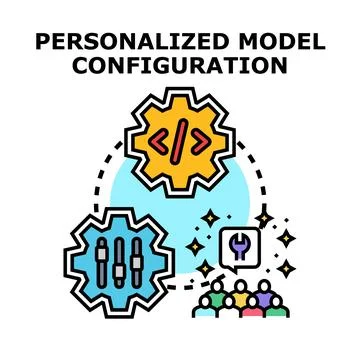 Personalized model configuration setup with settings and coding Stock-Illustration