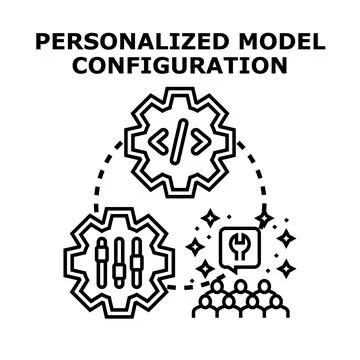 Personalized model configuration setup with settings and coding Stock Illustration