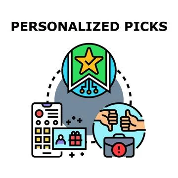 Personalized picks concept showing customer experience and tailored recomme.. Stock Illustration