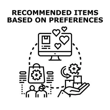 Personalized product recommendations based on user preferences icon concept Stock Illustration