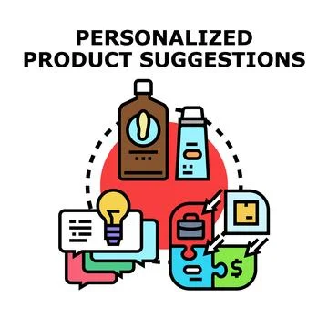 Personalized product suggestions system with data analysis Stock Illustration