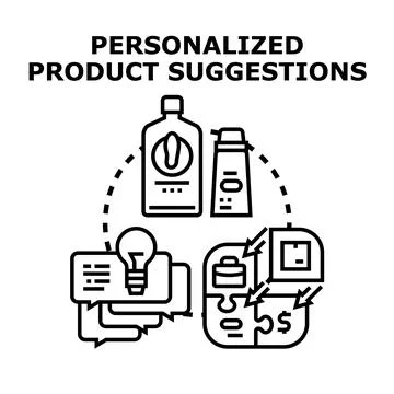 Personalized product suggestions system with data analysis Stock Illustration