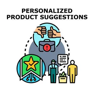 Personalized product suggestions user preference algorithm developing Stock Illustration