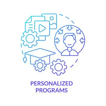 Personalized programs blue gradient concept icon Stock Illustration
