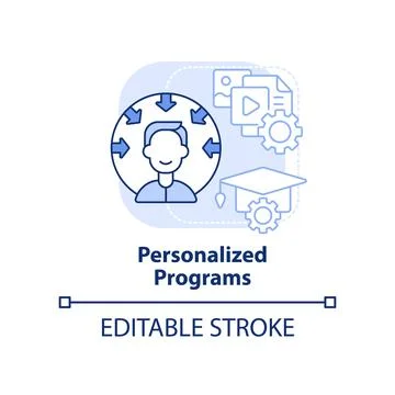 Personalized programs light blue concept icon Stock Illustration
