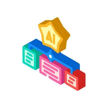 Personalized recommendation star deep learning isometric icon vector. persona Stock Illustration