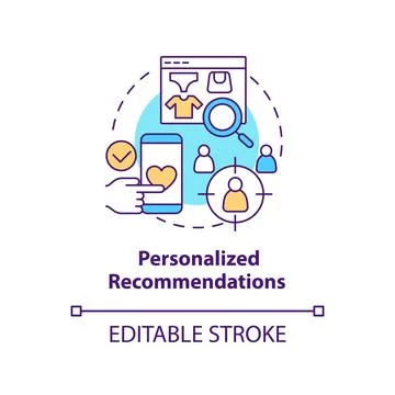 Personalized recommendations concept icon 스톡 일러스트