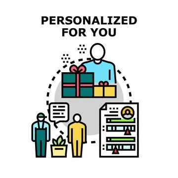 Personalized service offering custom solutions for individual preference Stock Illustration