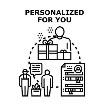 Personalized service offering custom solutions for individual preference Stock Illustration