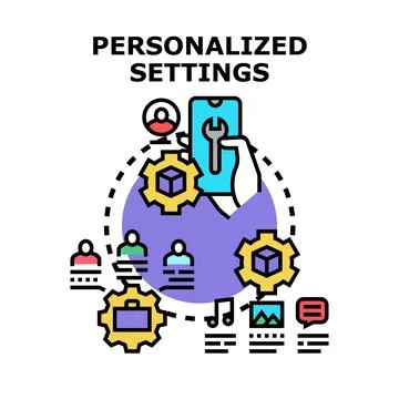 Personalized settings adjusting user interface on smartphone Illustrazione stock