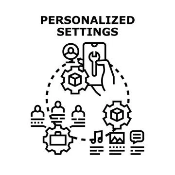Personalized settings adjusting user interface on smartphone Ilustración de archivo