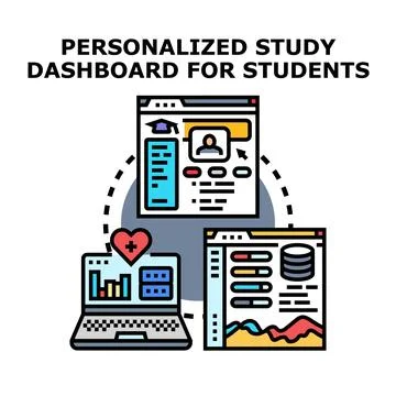 Personalized study dashboard managing education data analytics Stock Illustration