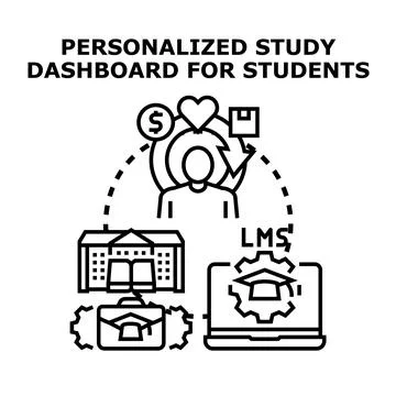 Personalized study dashboard managing education resources for students Stock Illustration