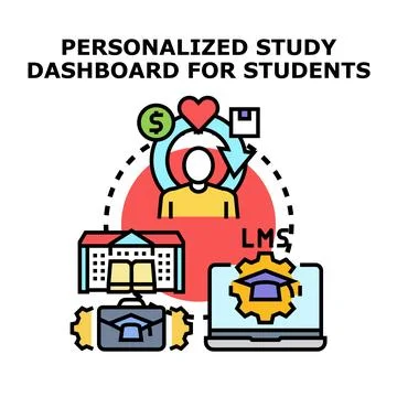 Personalized study dashboard managing education resources for students Stock Illustration