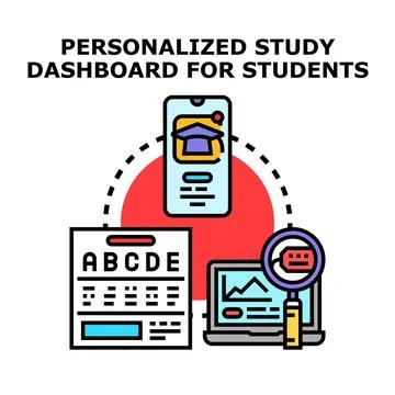 Personalized study dashboard system for student education Stock Illustration