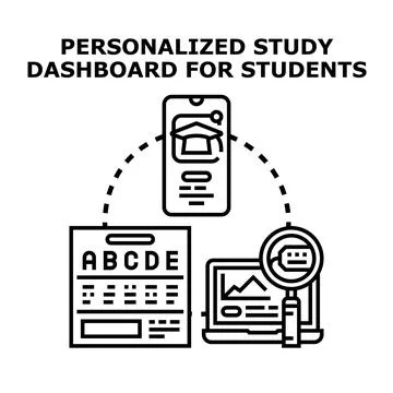Personalized study dashboard system for student education Stock Illustration