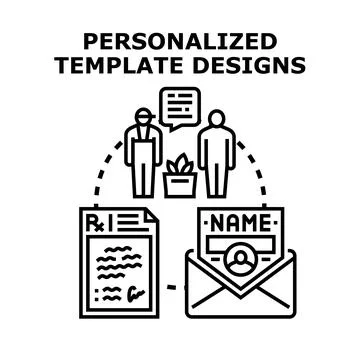 Personalized template designs for custom business services Stock Illustration