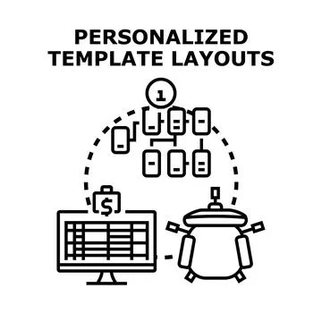 Personalized template layouts designing custom digital solutions 스톡 일러스트