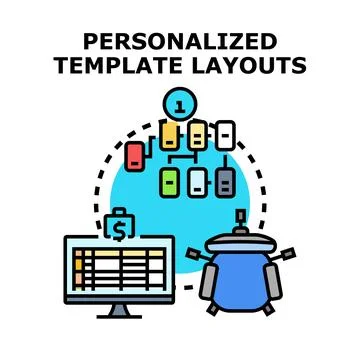 Personalized template layouts designing custom digital solutions Stock Illustration