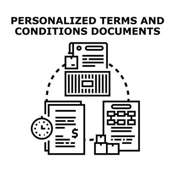Personalized terms and conditions documents concept Ilustração Stock
