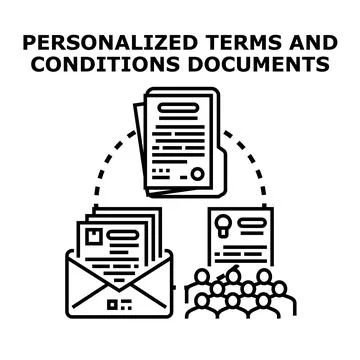 Personalized terms and conditions documents concept Stock Illustration