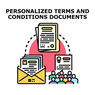 Personalized terms and conditions documents concept Stock Illustration