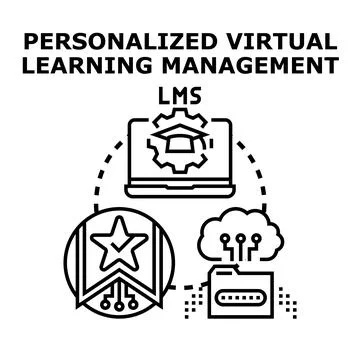 Personalized virtual learning management system creating custom education Stock Illustration