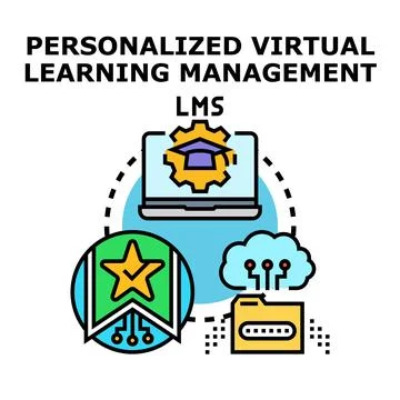 Personalized virtual learning management system creating custom education Stock Illustration