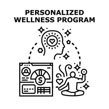 Personalized wellness program optimizing health and mind Stock Illustration