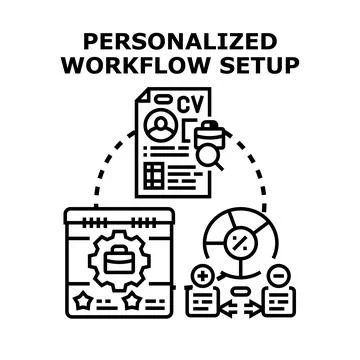 Personalized workflow setup for optimal business process Stock Illustration