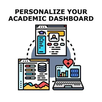 Personalizing academic dashboard for customized online learning Stock Illustration