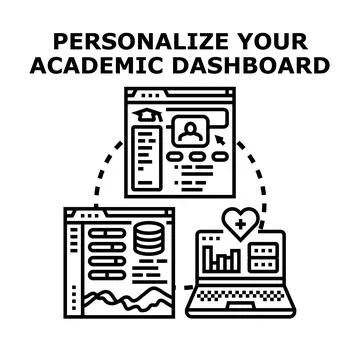 Personalizing academic dashboard for customized online learning Stock Illustration
