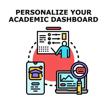 Personalizing academic dashboard for learning digital system Stock Illustration