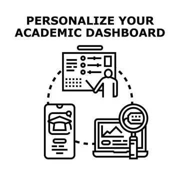 Personalizing academic dashboard for learning digital system Stock Illustration