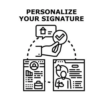 Personalizing digital signature for online document verification Stock Illustration