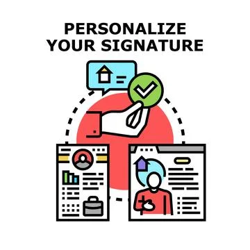 Personalizing digital signature for online document verification Stock Illustration