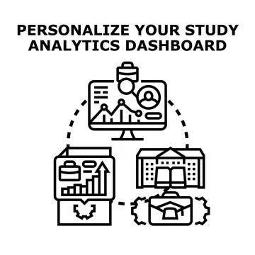 Personalizing study analytics dashboard for educational success Stock Illustration