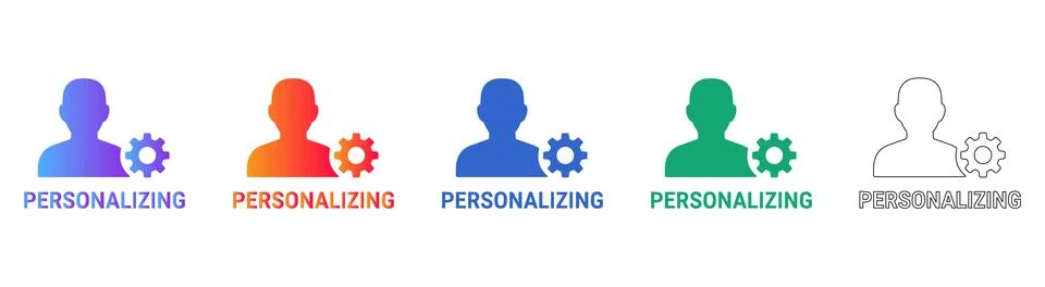 Personalizing User Settings Gear Icon Set Stock Illustration