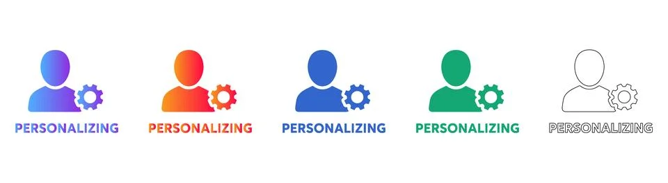Personalizing User Settings Icon Set 스톡 일러스트