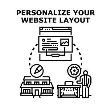 Personalizing website layout for business design Illustrazione stock