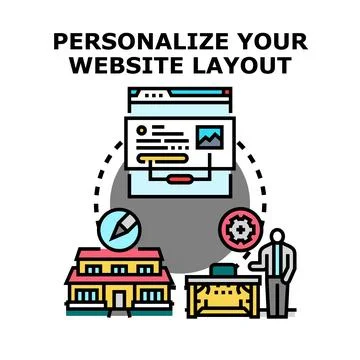 Personalizing website layout for business design Stock Illustration