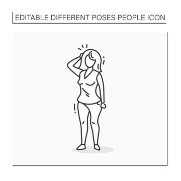 Persone pose line icon Stock Illustration