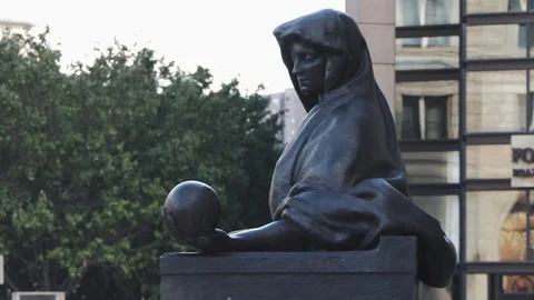 Personification of Science statue with foliage Stock Footage 98455922