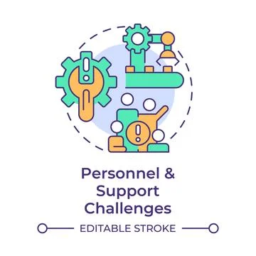 Personnel and support challenges multi color concept icon 스톡 일러스트