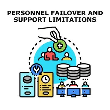 Personnel failover support limitation concept illustration Stock Illustration