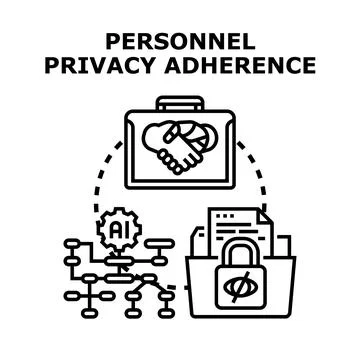 Personnel privacy adherence data protection concept Stock Illustration